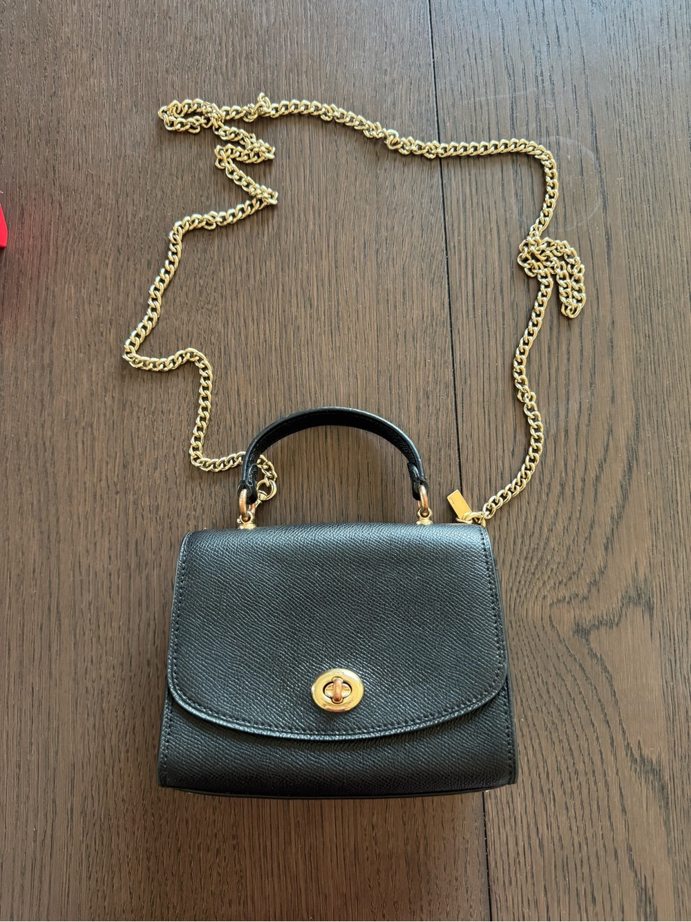Coach Tilly Top Handle Satchel in black crossgrain leather